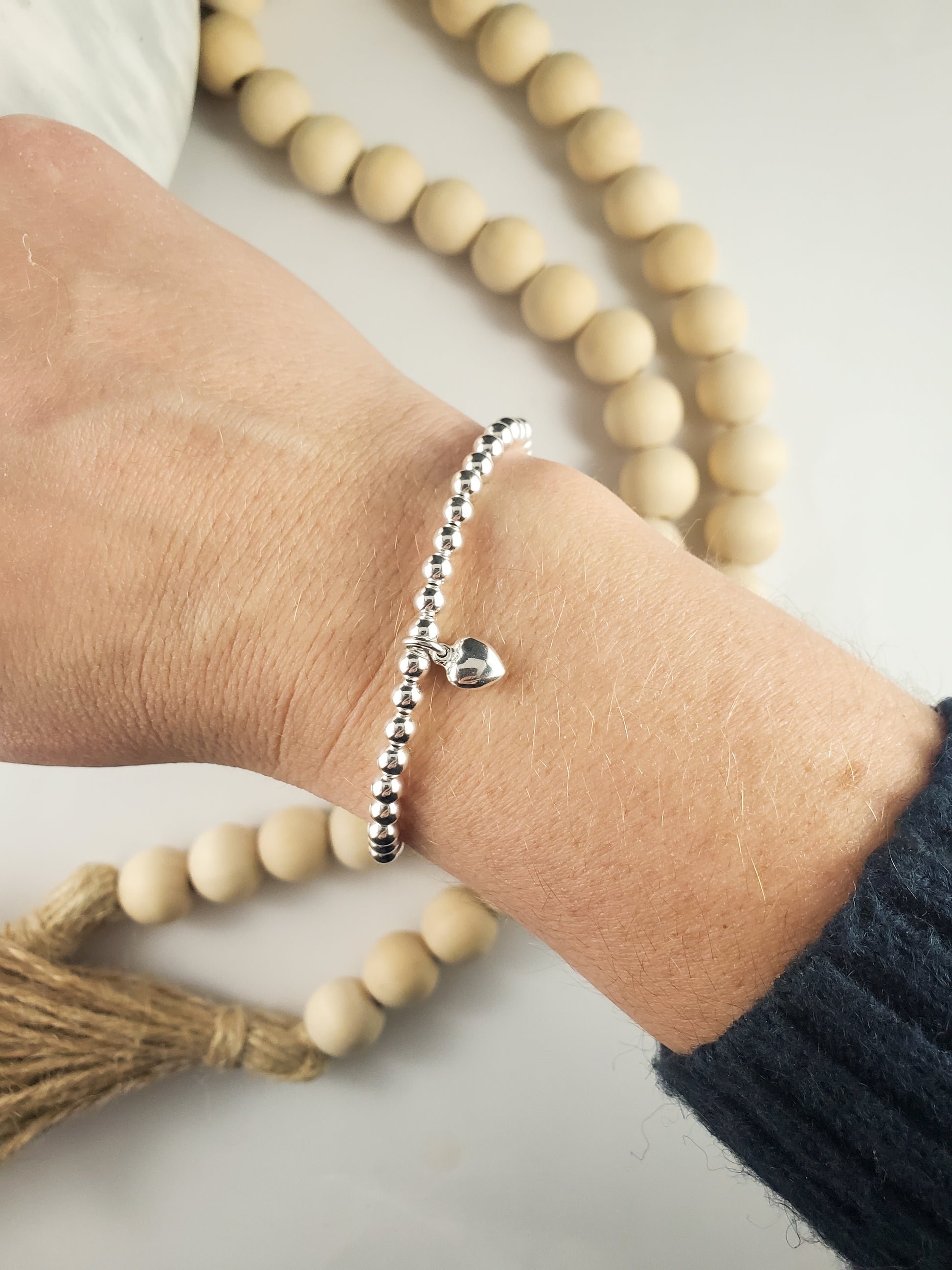 Sterling Silver w Heart Charm