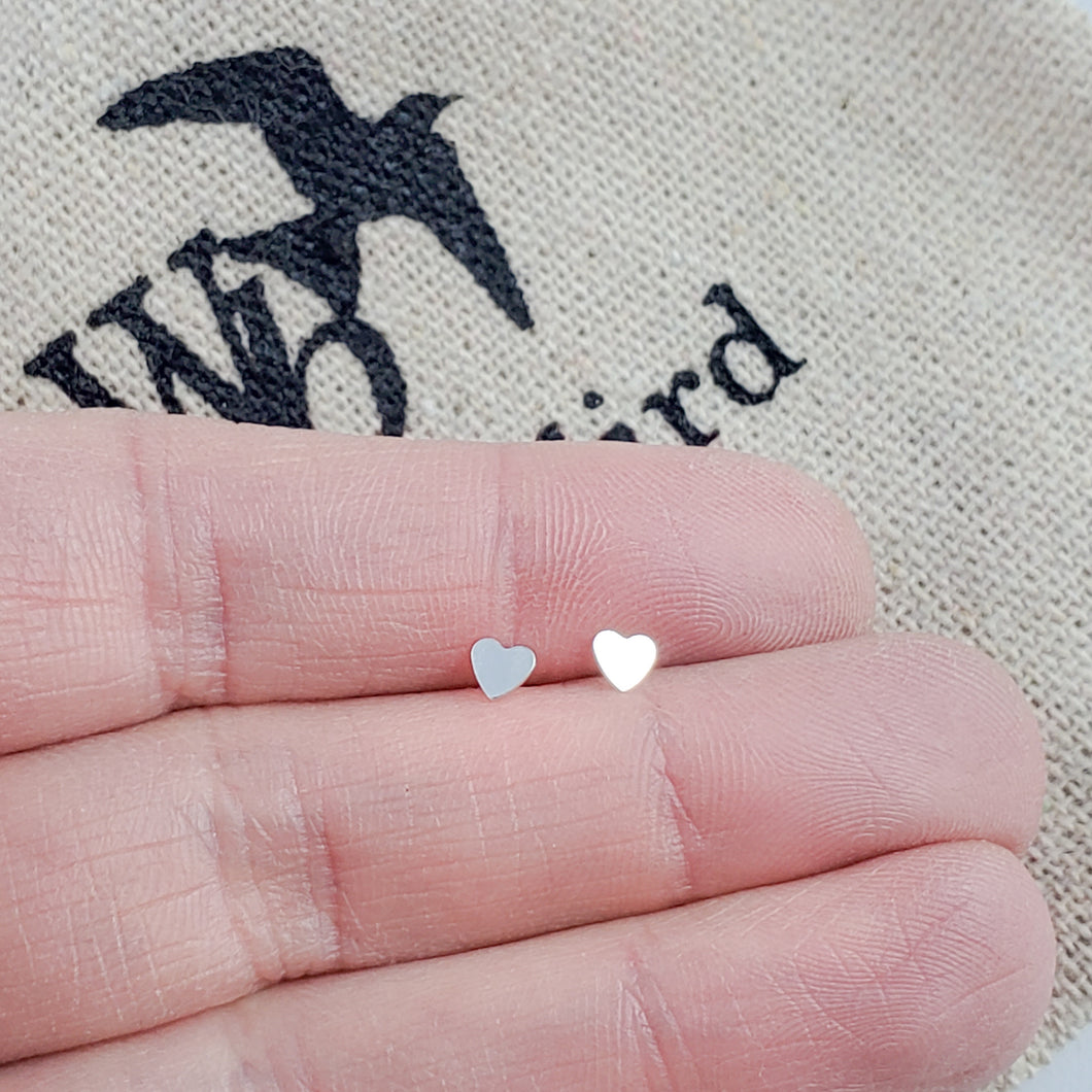 Mini Sterling Silver Heart Earrings